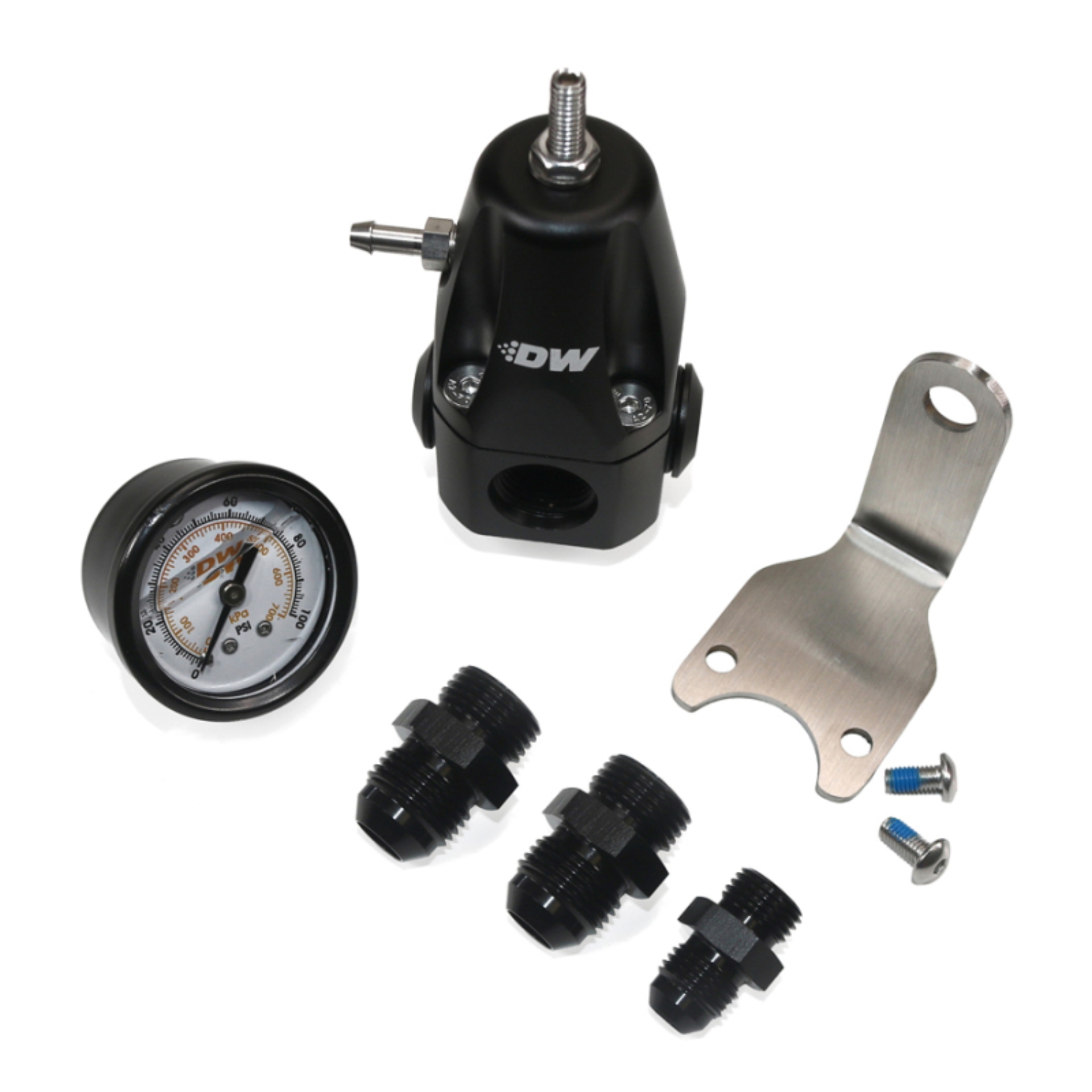 Picture of DeatschWerks DWR1000 AFPR + Pressure Gauge + 8AN & 6AN Fittings - Anodized Black