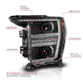 Picture of ANZO 21-23 Ford F150 LED Projector Headlight w/Switchback+Sequential - Black (Driver Side Only)
