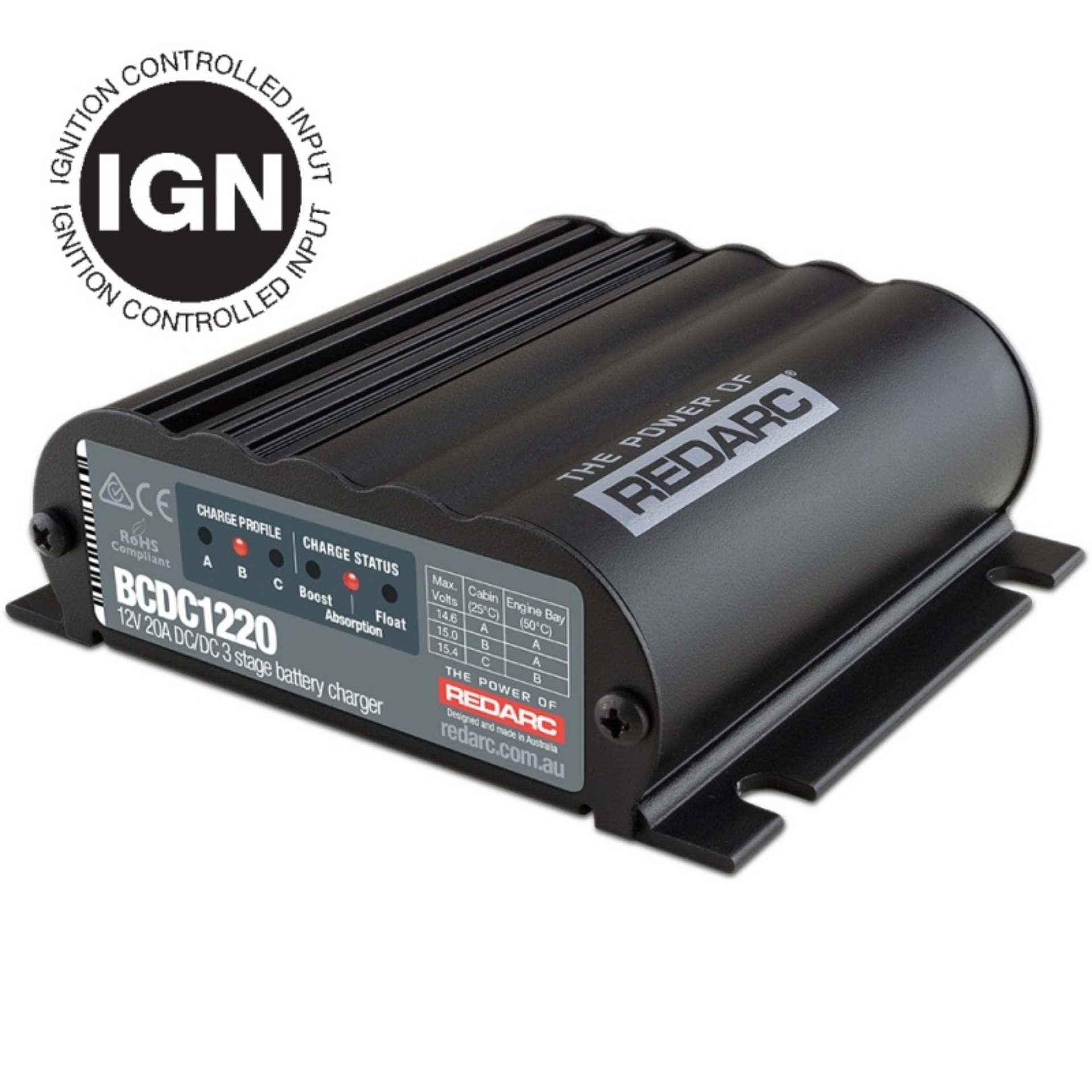Picture of REDARC DC/DC 3-Stage In-Vehicle Battery Charger (Ignition Control) - 12V 20A