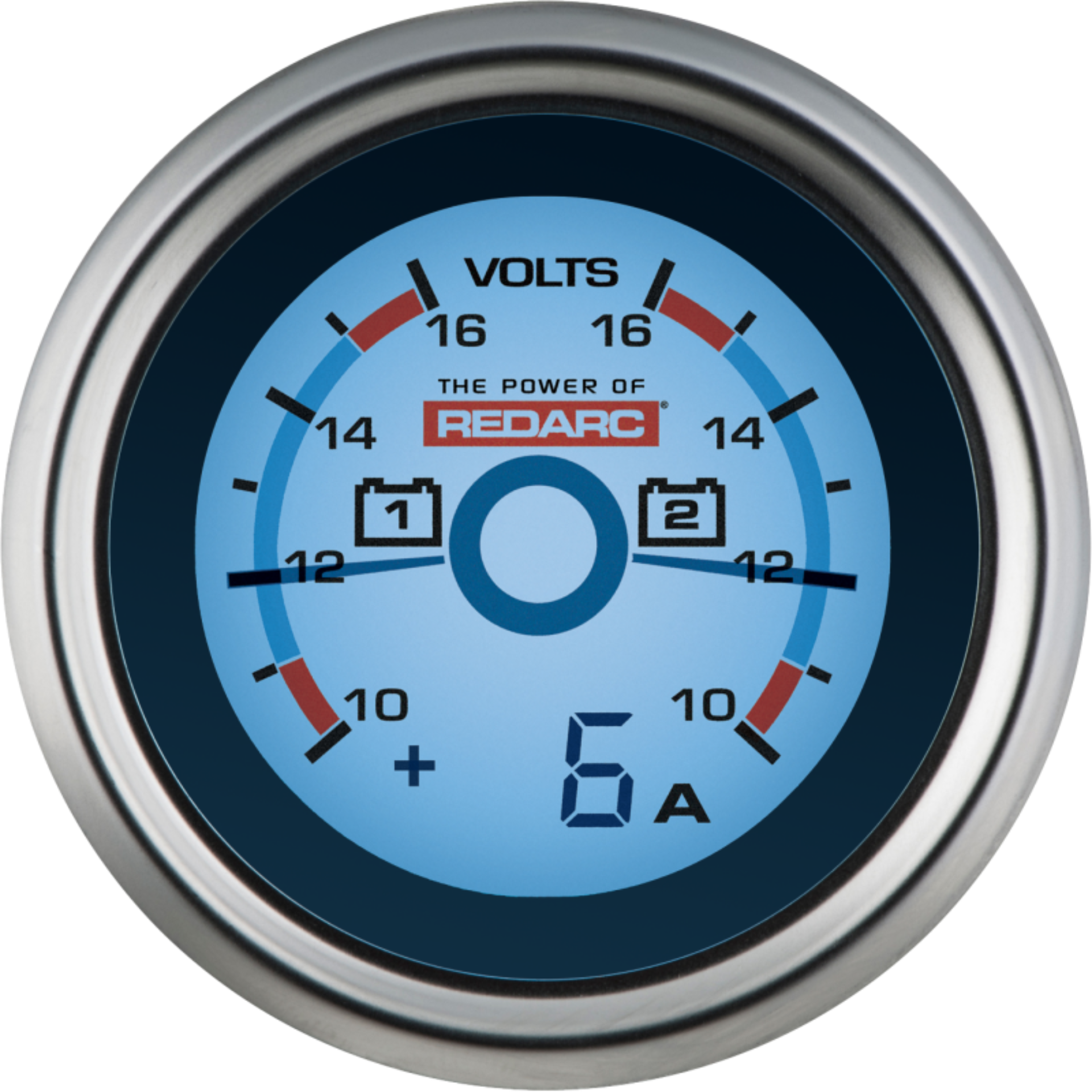 Picture of REDARC Dual Battery Voltage Gauge w/Optional Current Display - 52mm