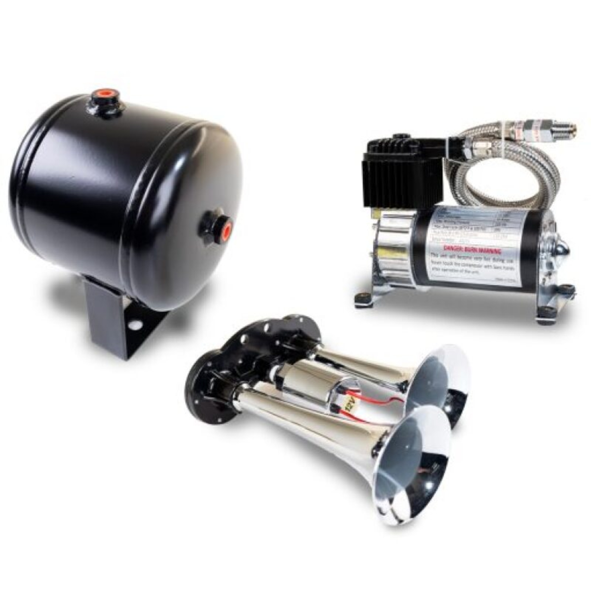 Picture of Kleinn Dual Chrome Horn Kit w/ 120 PSI Air Compressor / 0.5 gal Air Tank