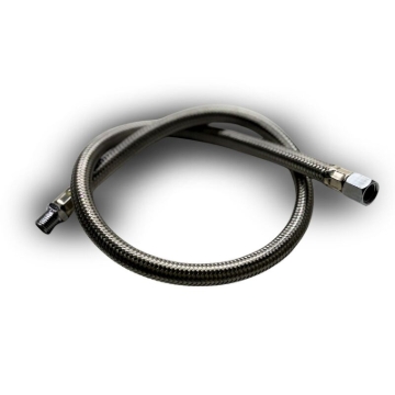 Picture of Kleinn 28In Stainless Steel Braided Leader Hose Extension - 1/4In F NPT Inlet/ 1/4In M NPT Outlet