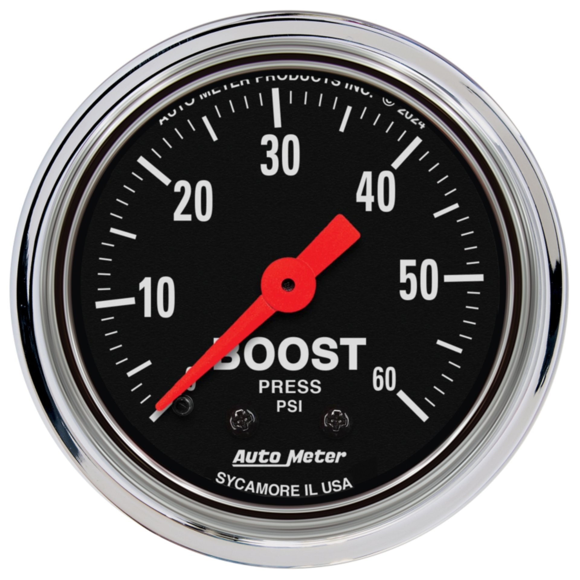 Picture of AutoMeter Gauge Boost 2-1/16in. 60 PSI Mechanical Traditional Chrome