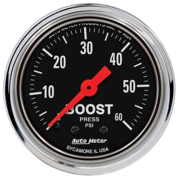 Picture of AutoMeter Gauge Boost 2-1/16in. 60 PSI Mechanical Traditional Chrome