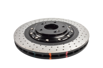 Picture of DBA 22-23 Hyundai Kona N Front 5000 Series 2-Piece Drilled Rotor w/Black Hat