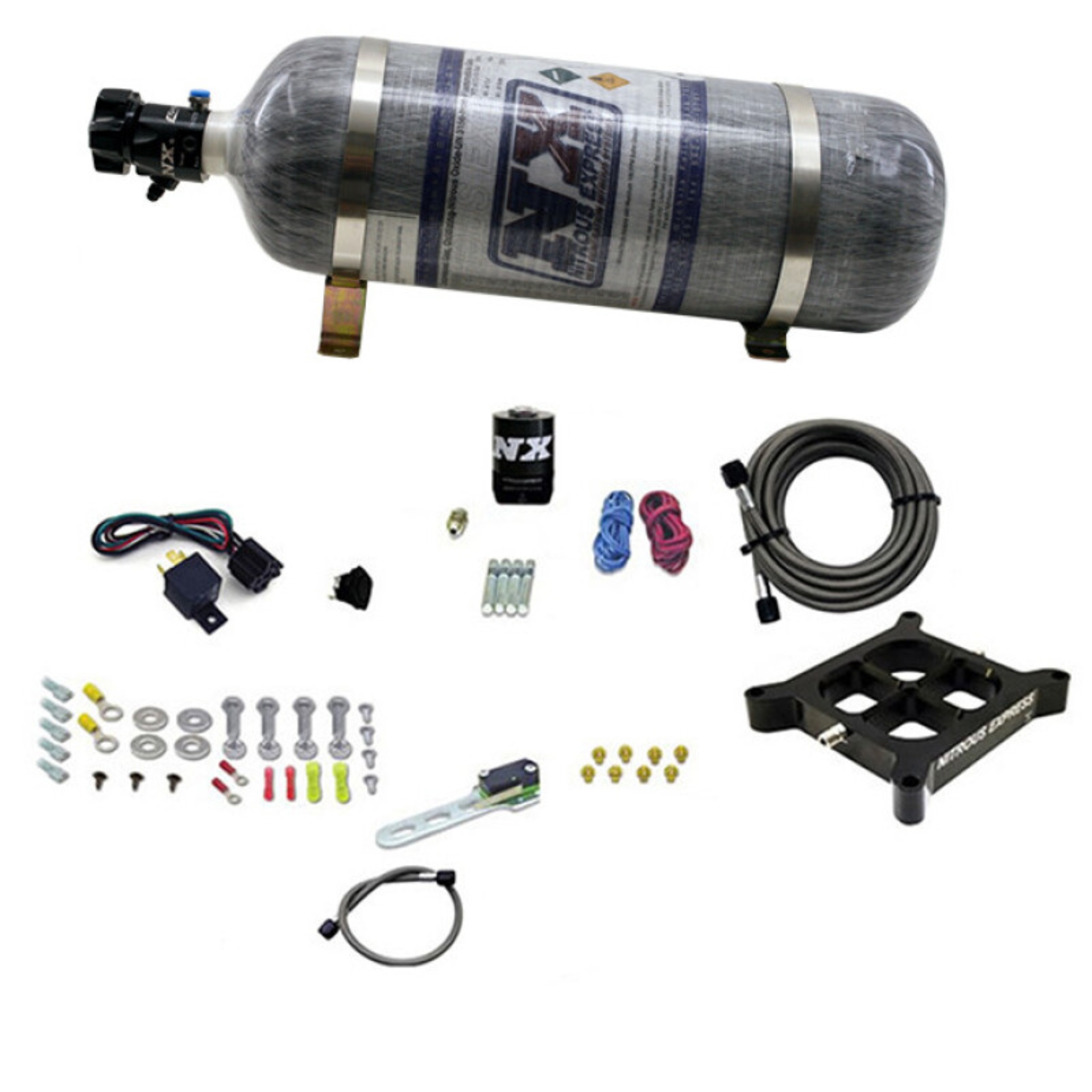 Picture of Nitrous Express Dry Single Entry Billet Crossbar Plate System 100-500hp (4150) w/12lb Carbon Bottle