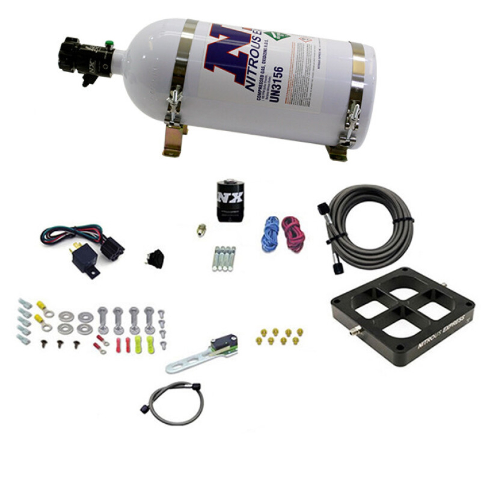 Picture of Nitrous Express Dry Single Entry Billet Crossbar Plate System 100-500hp (4500 Flange) w/10lb Bottle