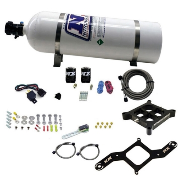 Picture of Nitrous Express Dry Dual Stage Billet Crossbar Plate System 100-1000hp (4150 Flange) w/15lb Bottle
