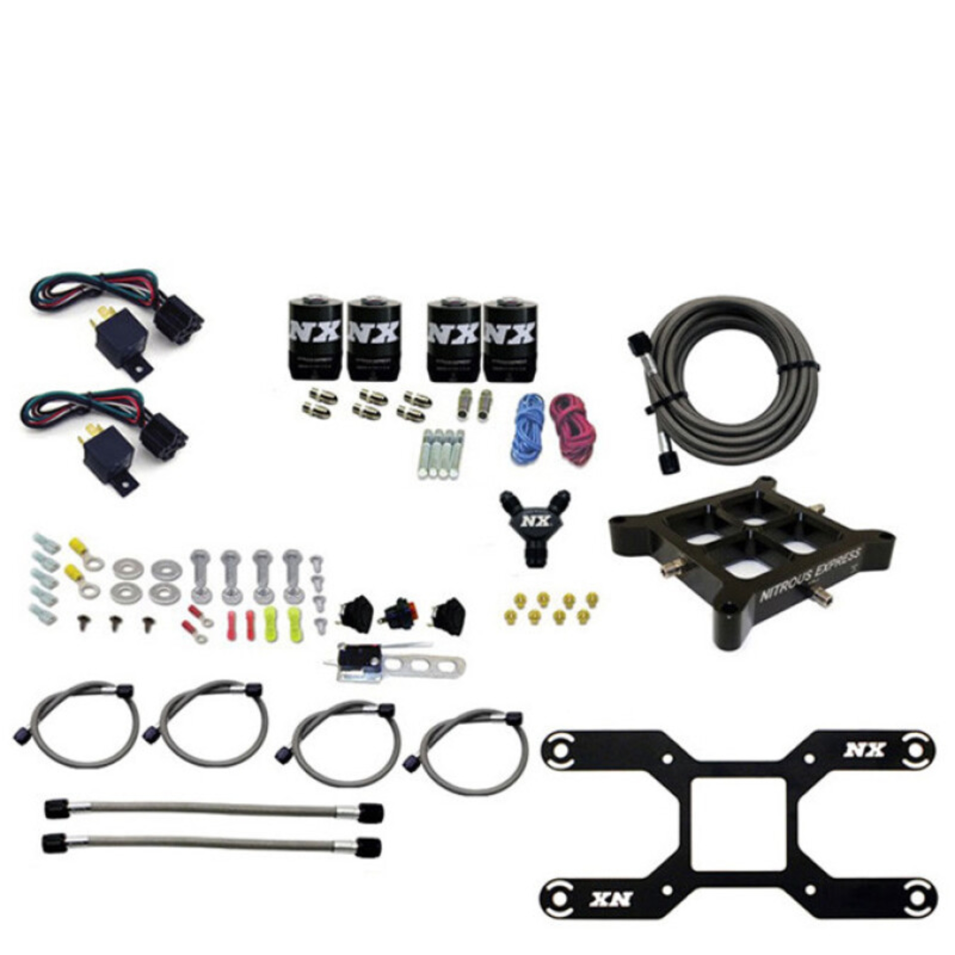 Picture of Nitrous Express Dry Quad Stage Billet Crossbar Plate System 100-2000hp (4150 Flange) w/o Bottle
