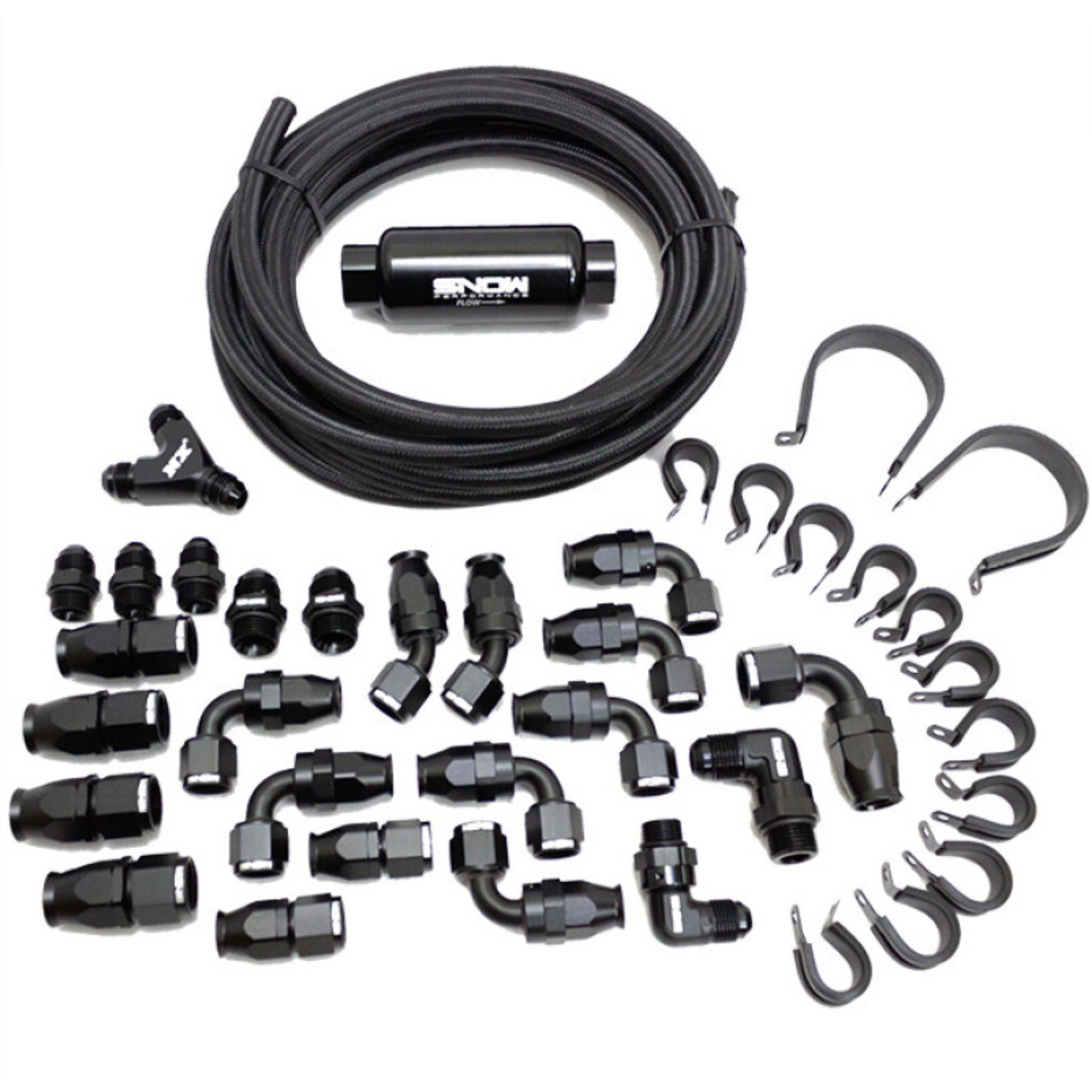 Picture of Snow Performance 8AN Braided Stainless Fuel Line Kit - Black Line