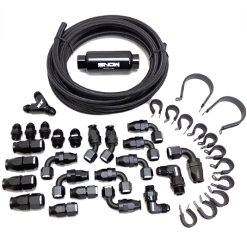 Picture of Snow Performance 8AN Braided Stainless Fuel Line Kit - Black Line