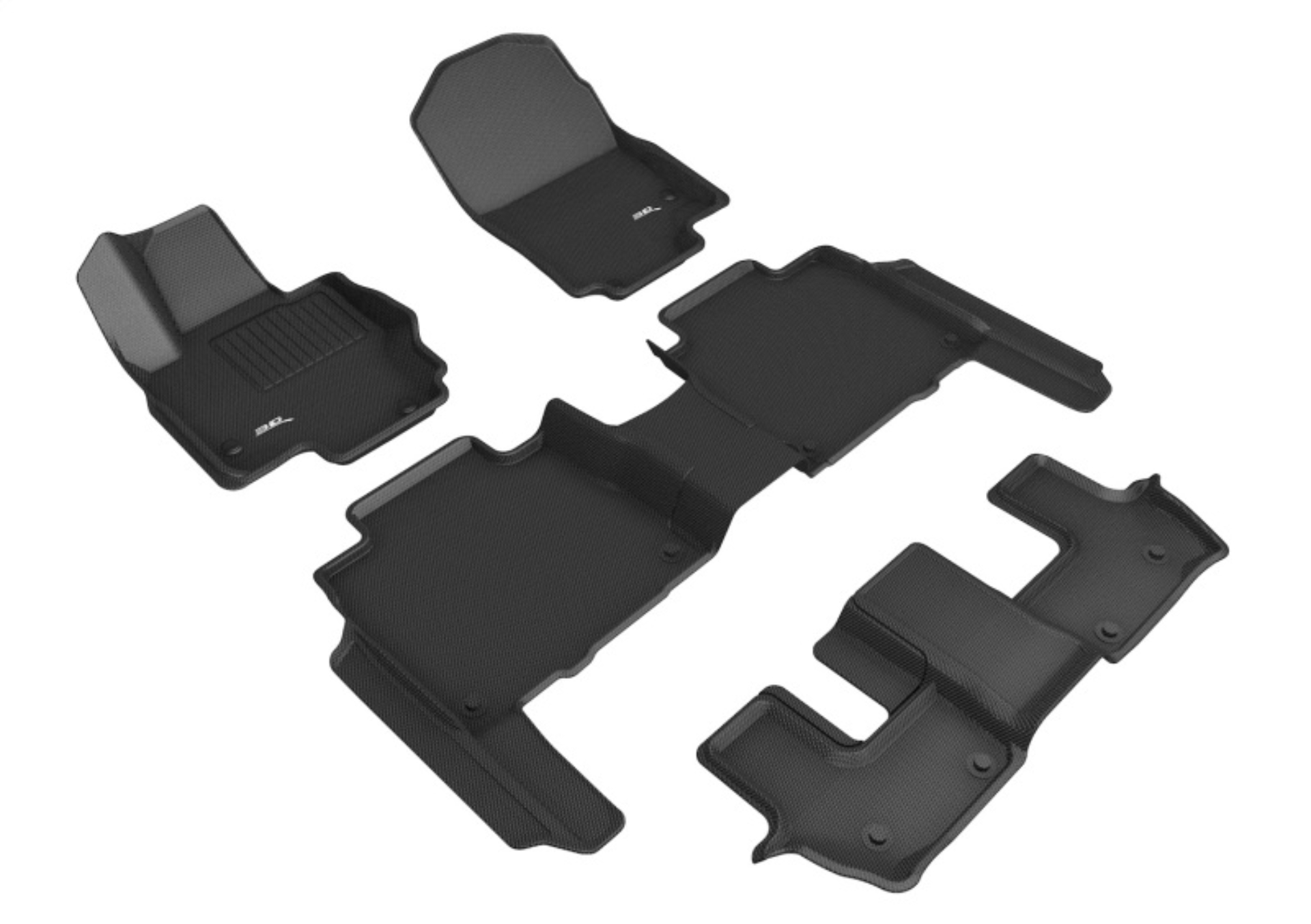 Picture of 3D MAXpider 20-21 Mercedes GLS-Class Kagu 1st + 2nd + 3rd Row Floormats - Black