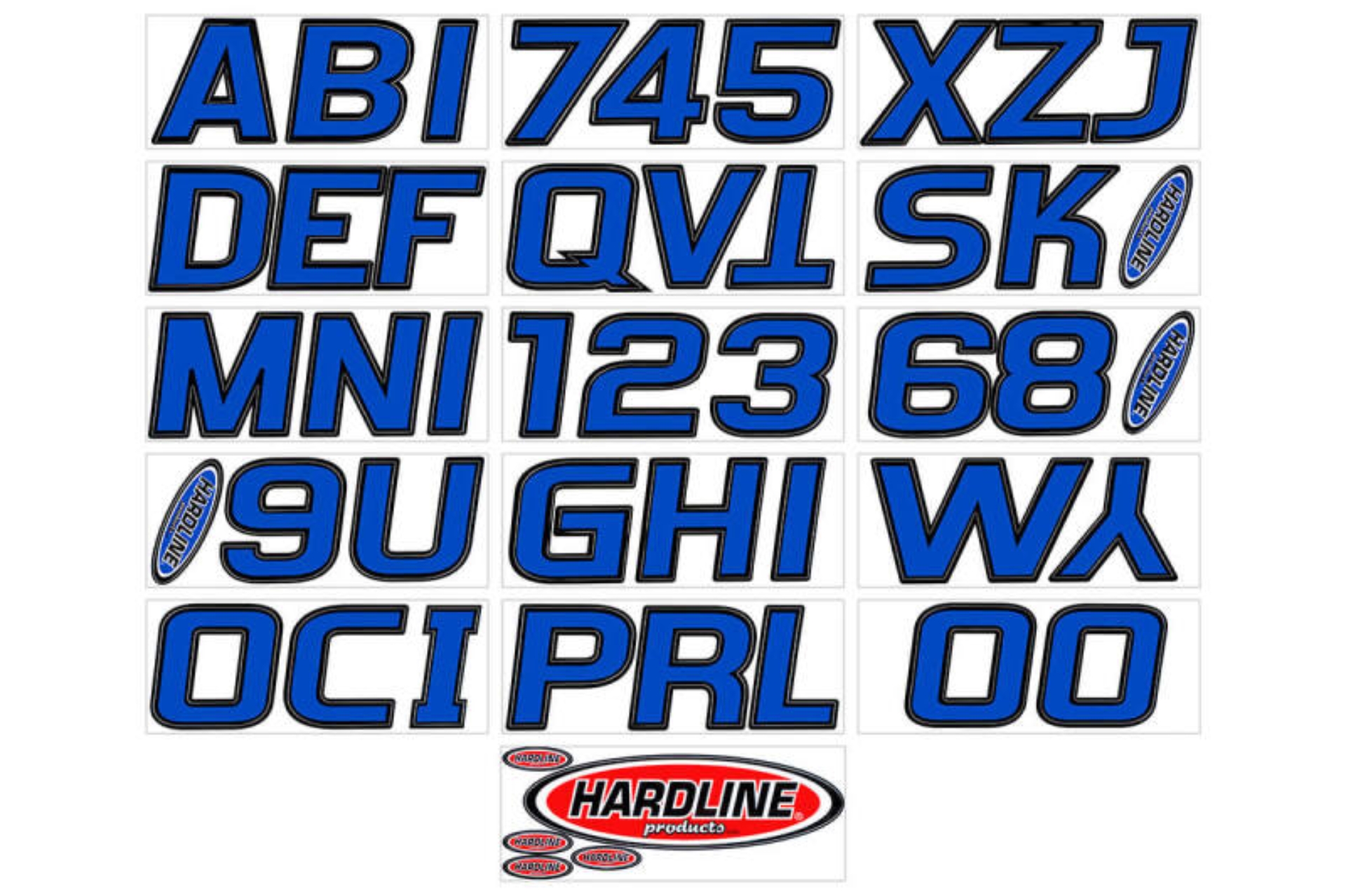 Picture of Hardline Boat Lettering Registration Kit 3 in. - 700 Blue/Black