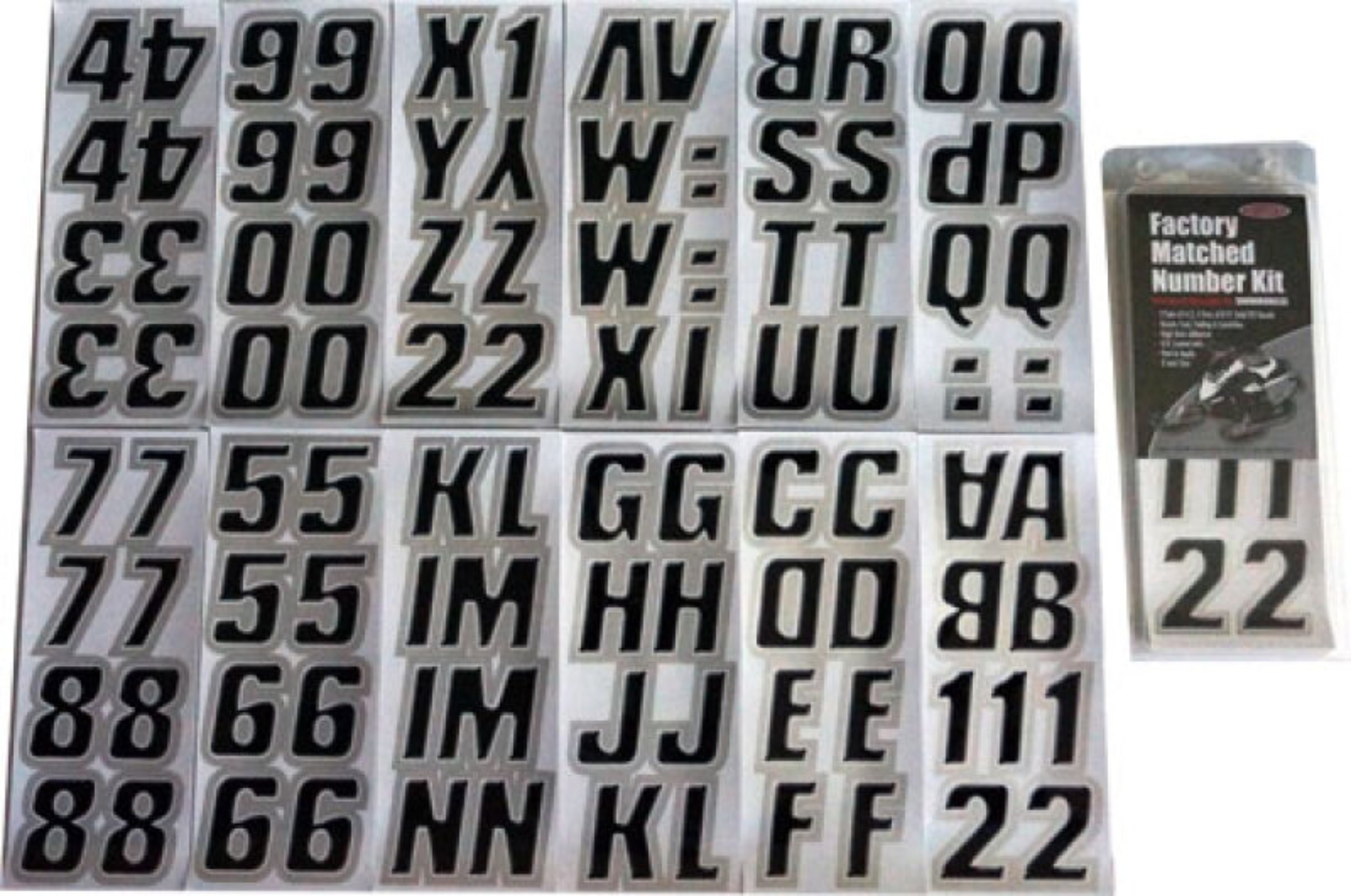 Picture of Hardline Snowmobile Lettering Registration Kit 2 in. - 500 Black/Silver