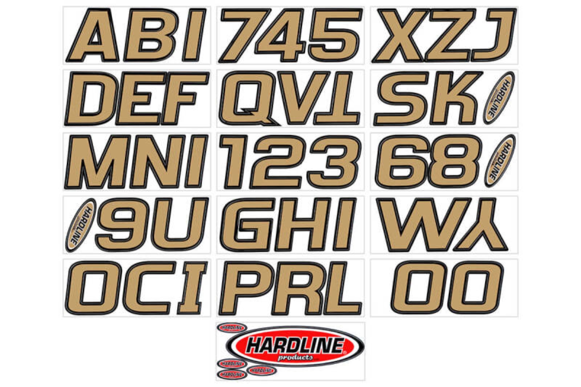 Picture of Hardline Boat Lettering Registration Kit 3 in. - 700 Brown/Black