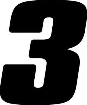 Picture of Hardline Dirt Digits 3pk 4 in. - High Gloss Number 3 - Black