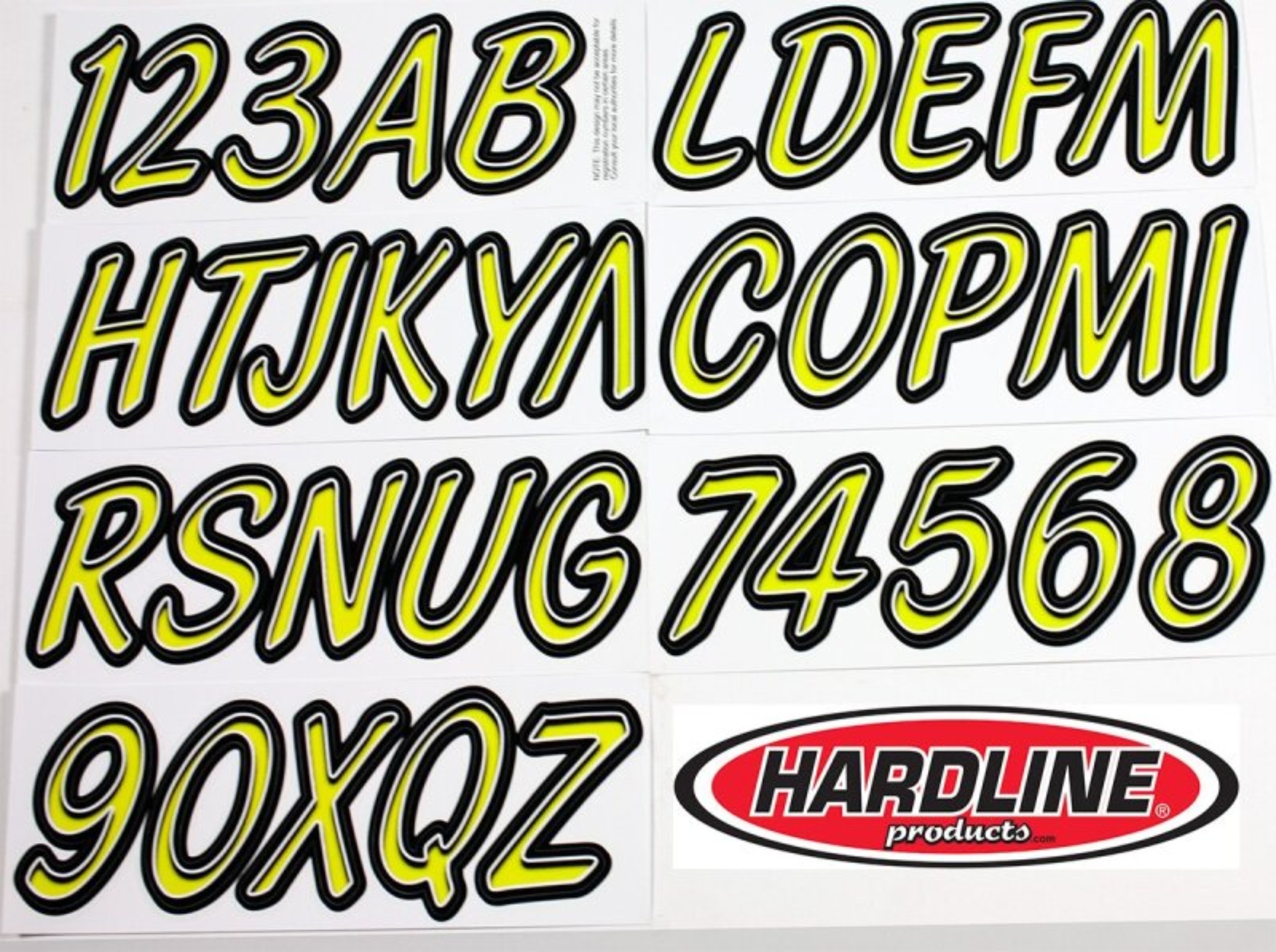 Picture of Hardline Boat Lettering Registration Kit 3 in. - 400 Lime Yellow/Black
