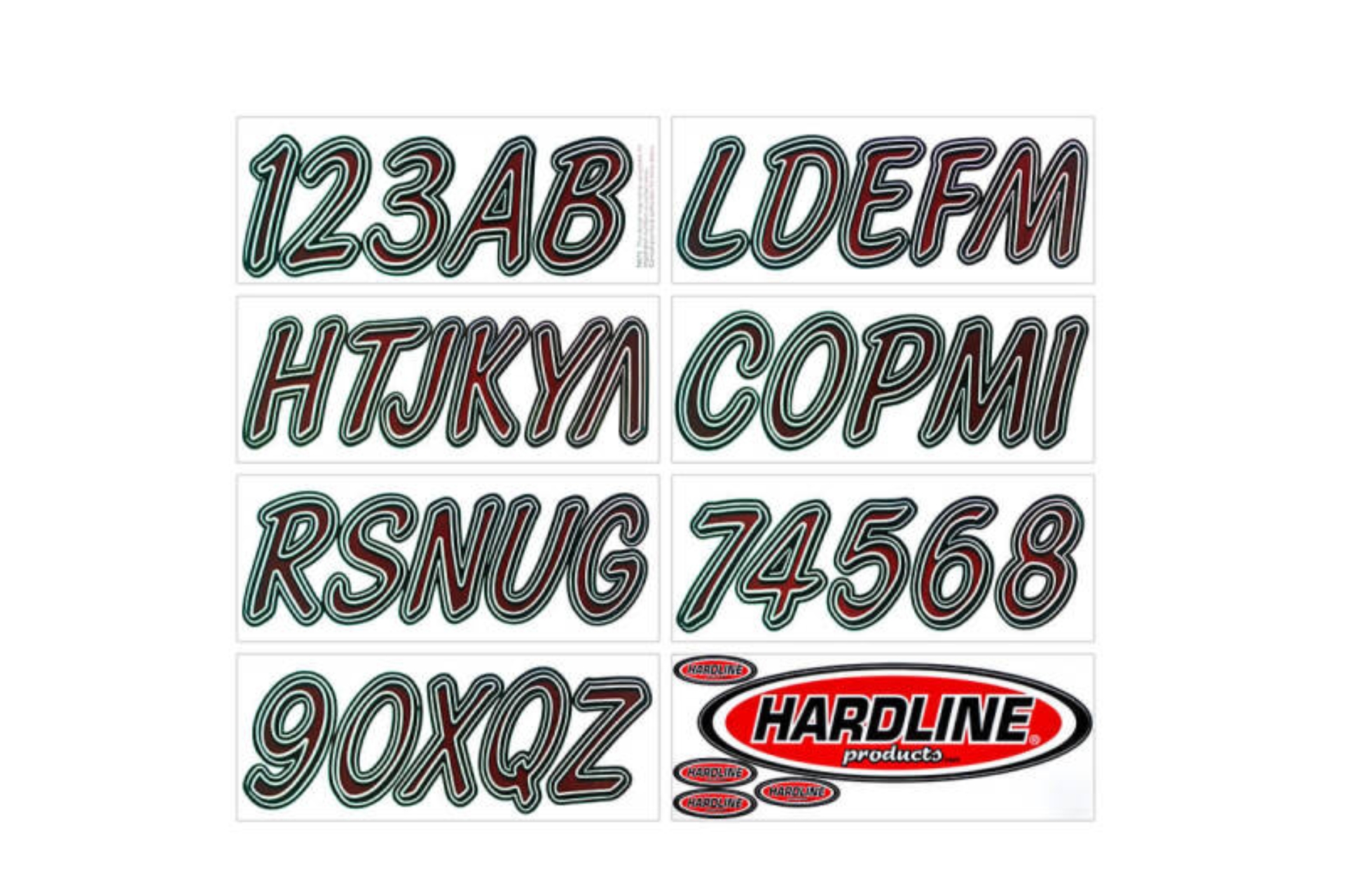 Picture of Hardline Boat Lettering Registration Kit 3 in. - 400 Burgundy/Black