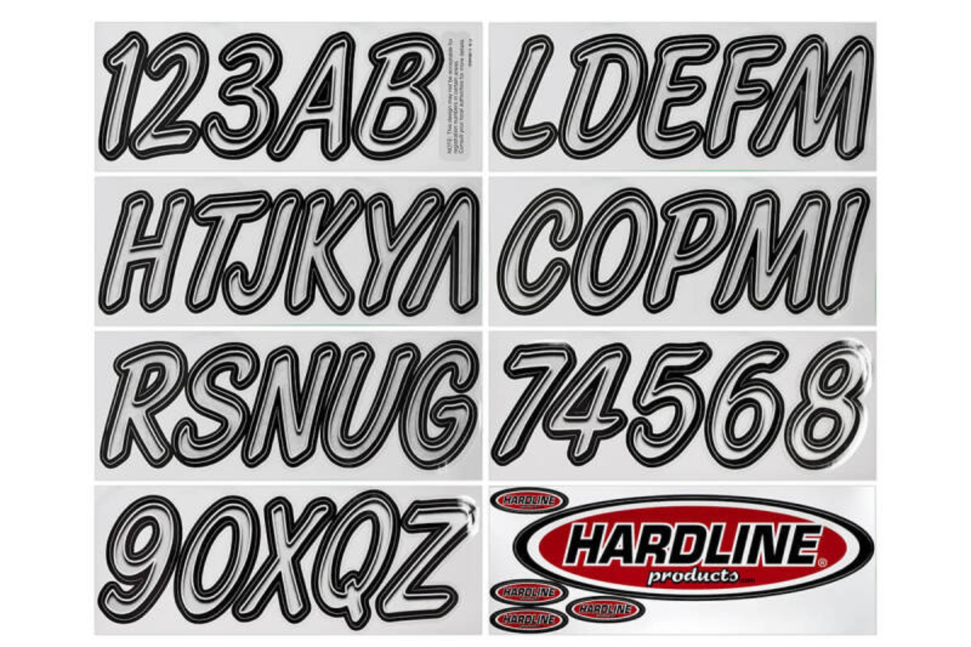 Picture of Hardline Boat Lettering Registration Kit 3 in. - 400 Silver/Black
