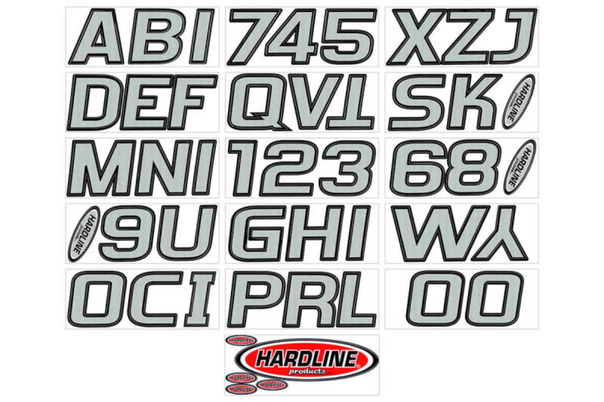 Picture of Hardline Boat Lettering Registration Kit 3 in. - 700 Silver/Black