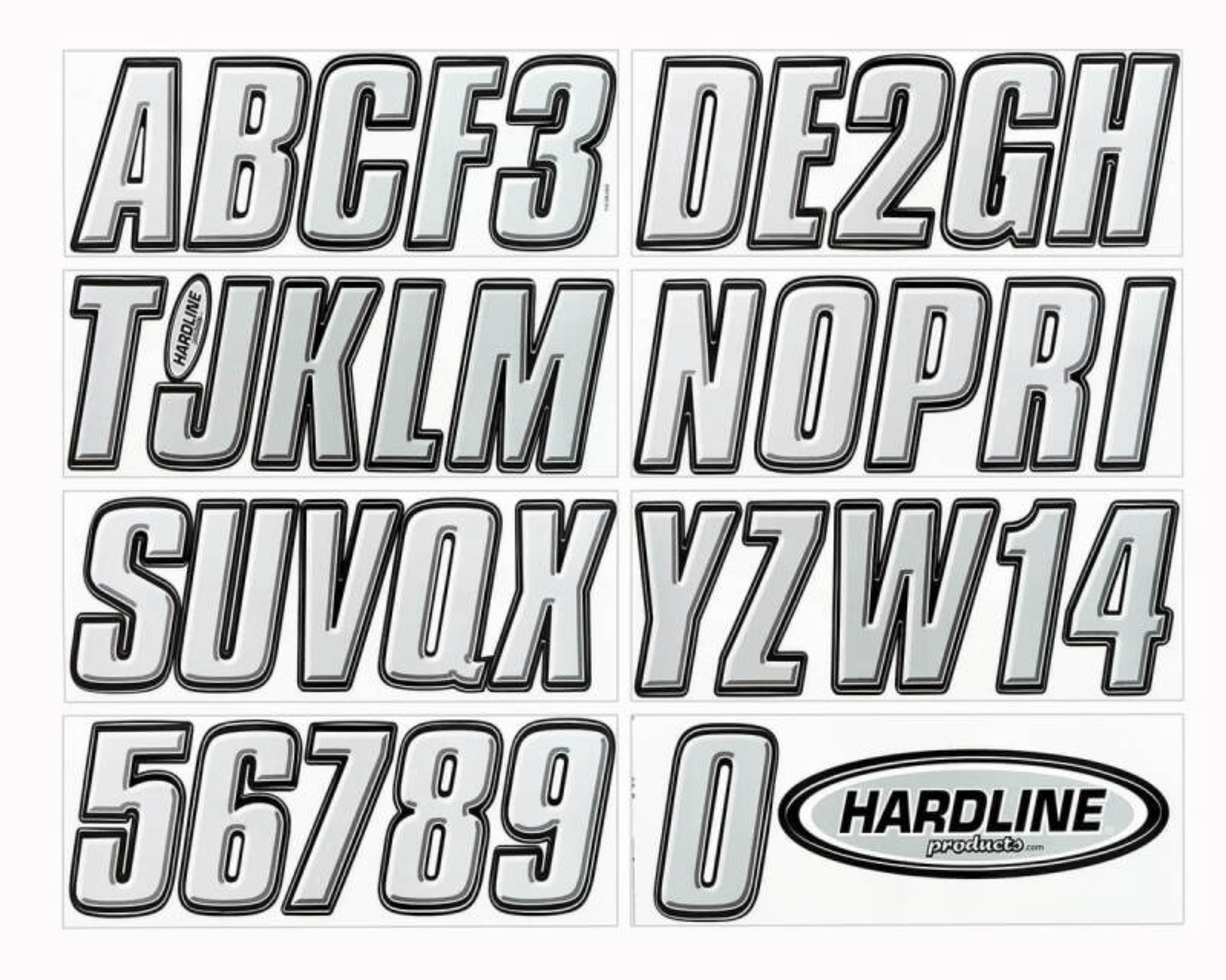 Picture of Hardline Boat Lettering Registration Kit 3 in. - 800 Silver/Black