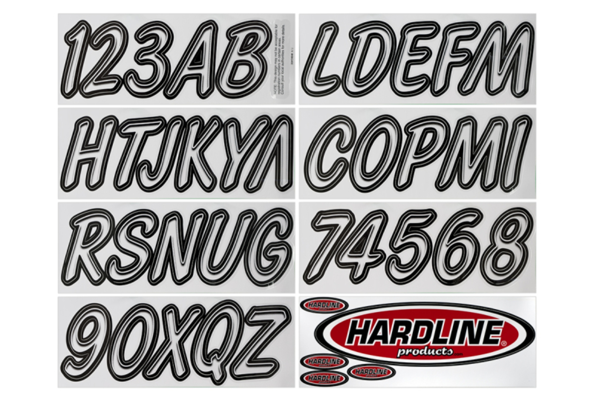Picture of Hardline Boat Lettering Registration Kit 3 in. - 400 White/Black