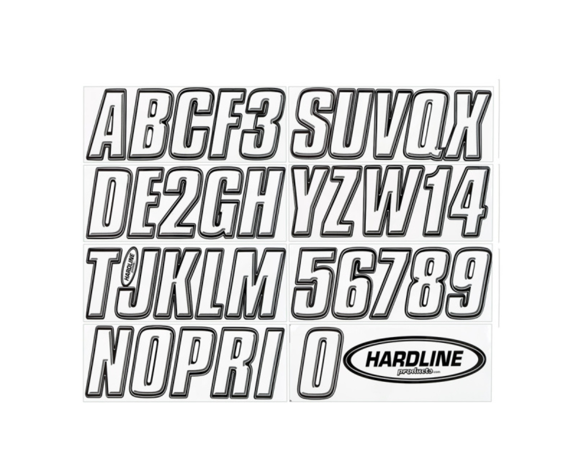 Picture of Hardline Boat Lettering Registration Kit 3 in. - 800 White/Black