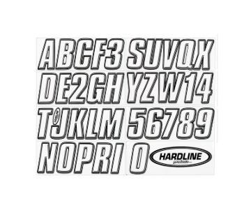 Picture of Hardline Boat Lettering Registration Kit 3 in. - 800 White/Black