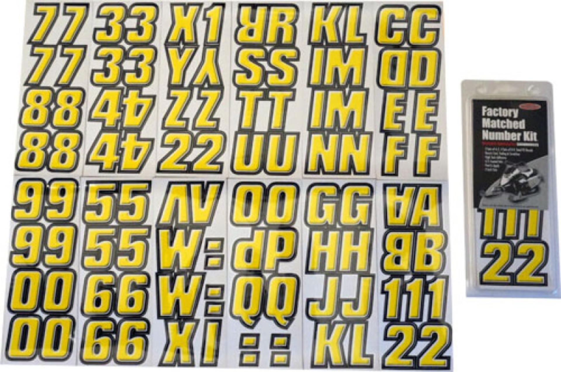 Picture of Hardline Snowmobile Lettering Registration Kit 2 in. - 500 Yellow/Black
