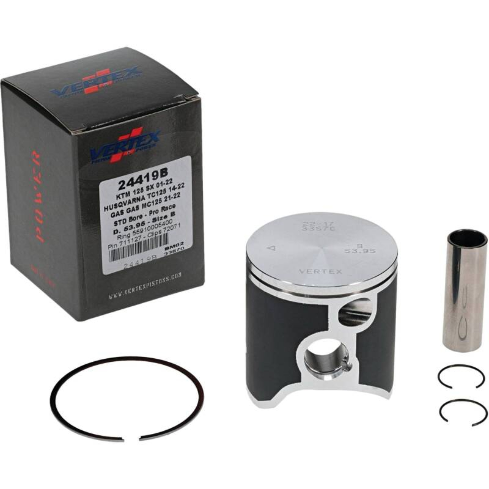 Picture of Vertex Piston 01-16 KTM 125 EXC 125cc Forged Pro Race Piston Kit