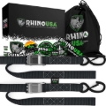 Picture of Rhino USA Cambuckle Motorcycle Tiedown Straps 2-Pack (Black) 1.5In X 8Ft