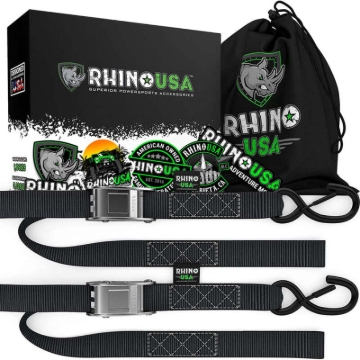 Picture of Rhino USA Cambuckle Motorcycle Tiedown Straps 2-Pack (Blue) 1.5In X 8Ft