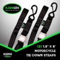 Picture of Rhino USA Cambuckle Motorcycle Tiedown Straps 2-Pack (Red) 1.5In X 8Ft