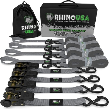 Picture of Rhino USA Medium Duty Ratchet Strap Tie-Down 4-Pack (Gray)