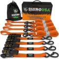 Picture of Rhino USA Medium Duty Ratchet Strap Tie-Down 4-Pack (Orange)