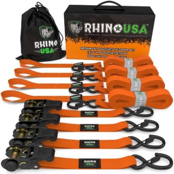 Picture of Rhino USA Medium Duty Ratchet Strap Tie-Down 4-Pack (Orange)