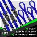 Picture of Rhino USA Medium Duty Ratchet Strap Tie-Down 4-Pack (Blue)