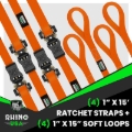 Picture of Rhino USA Medium Duty Ratchet Strap Tie-Down 4-Pack (Orange)