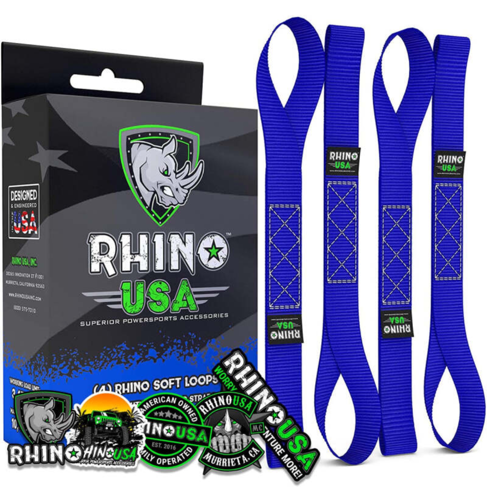 Picture of Rhino USA Soft Loops Motorcycle Tie-Down Set 4-Pack Blue