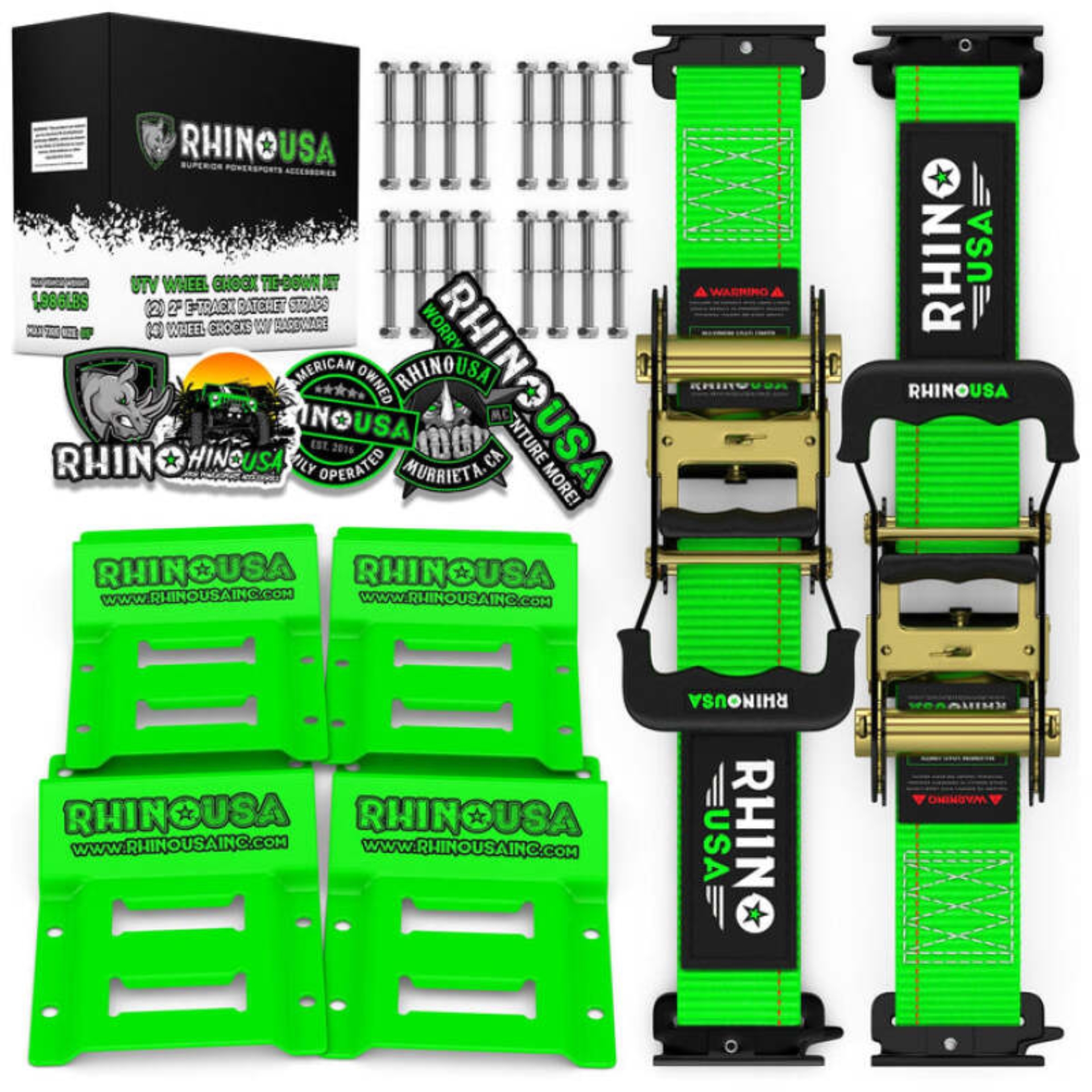 Picture of Rhino USA Utv Wheel Chock Tie-Down Kit (2-Wheel Kit) (Green)