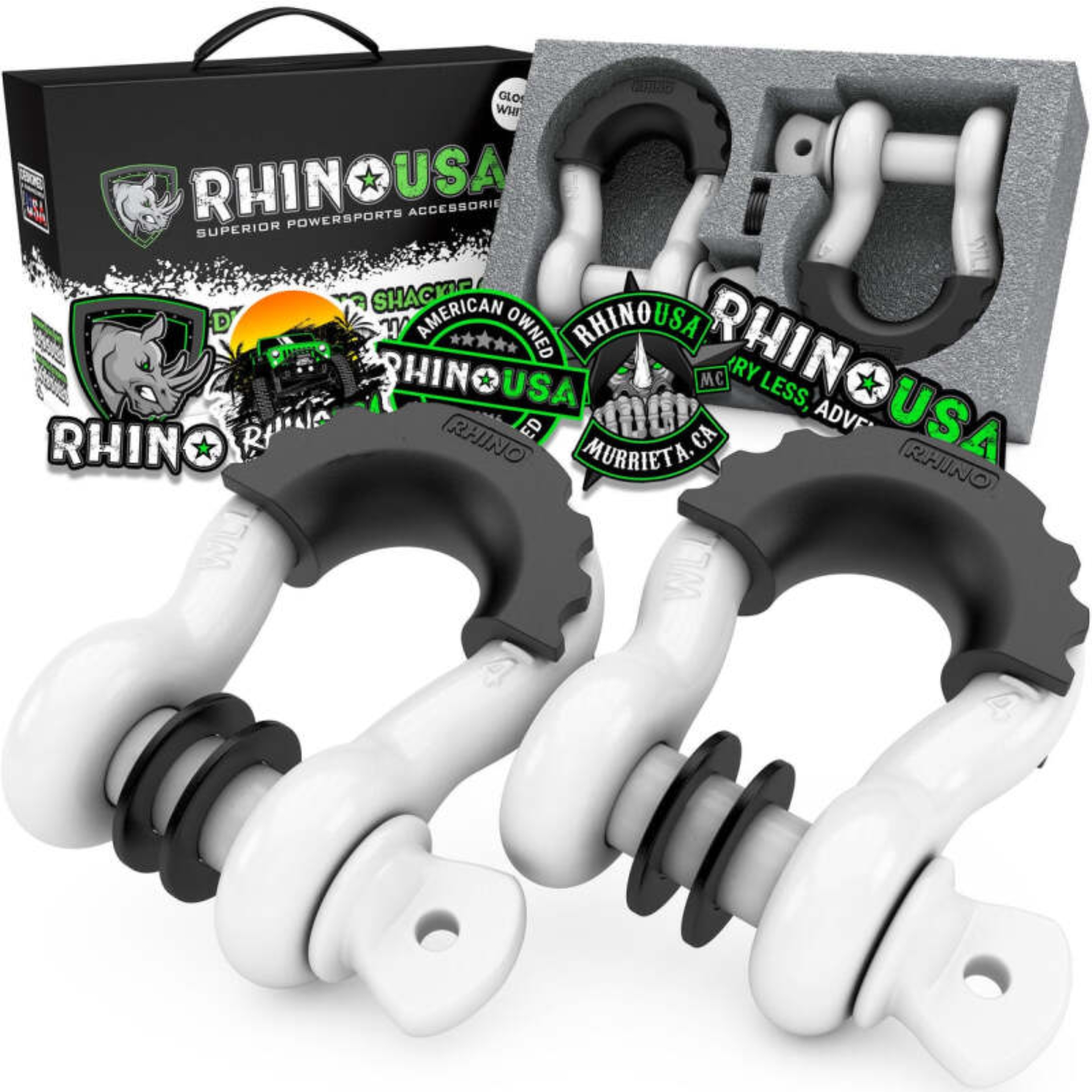 Picture of Rhino USA 3/4In D-Ring Shackle Set (2-Pack)(White)