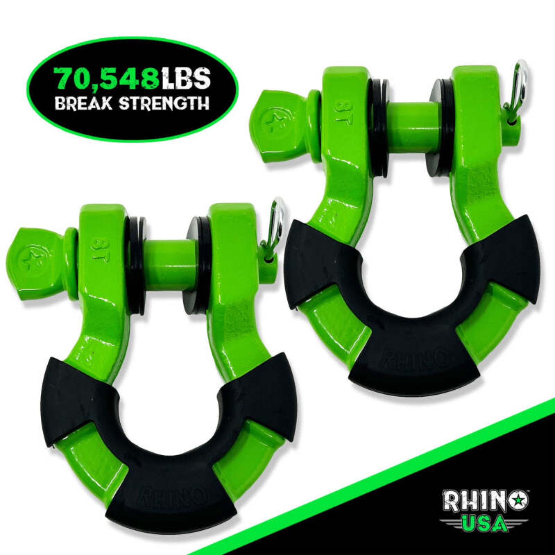 Picture of Rhino USA 8T Super Shackle 2-Pack (Green)