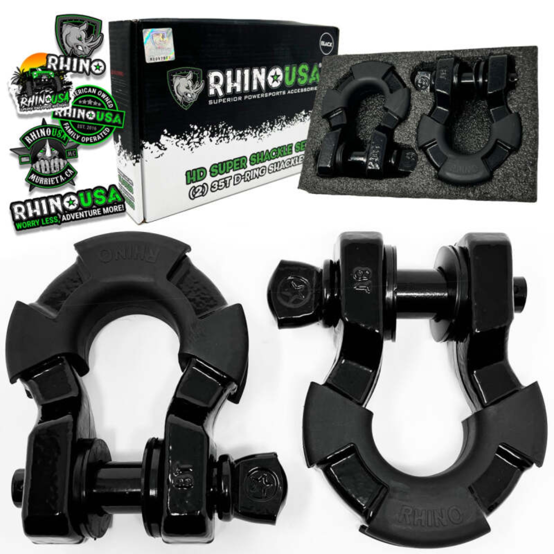 Picture of Rhino USA 8T Super Shackle 2-Pack (Black)