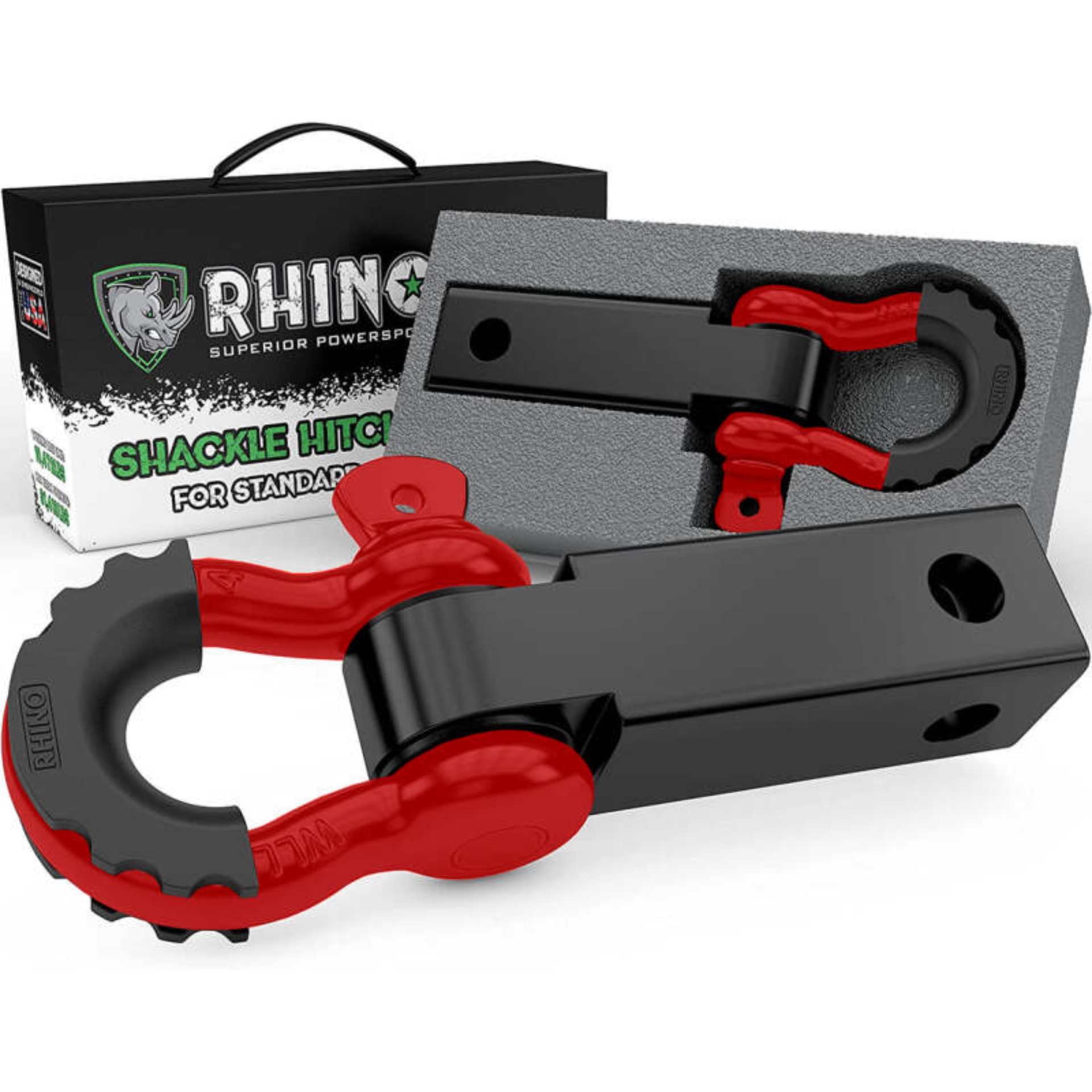 Picture of Rhino USA Shackle Hitch Receiver W/ D-Ring (Red)