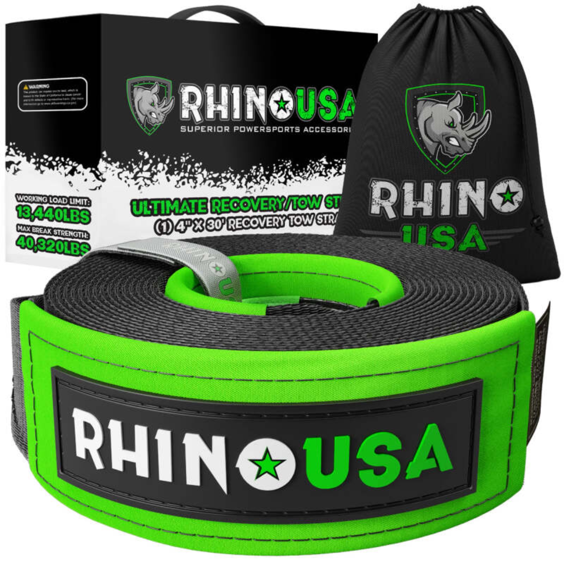 Picture of Rhino USA Recovery Tow Strap 4Inx30Ft (Black)
