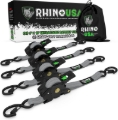 Picture of Rhino USA Retractable Ratchet Straps (4Pk 1Inx10Ft) (Gray)
