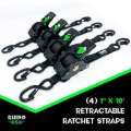 Picture of Rhino USA Retractable Ratchet Straps (4Pk 1Inx10Ft) (Gray)