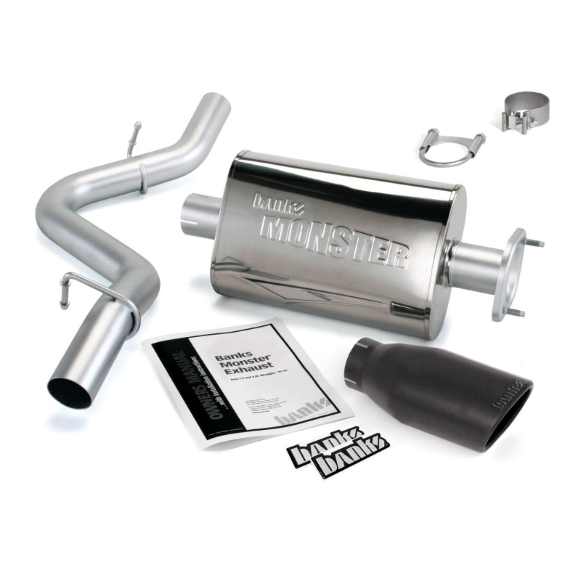 Picture of Banks Power 04-06 Jeep 4.0L Wrangler Monster Exhaust System - SS Single Exhaust w/ Black Tip