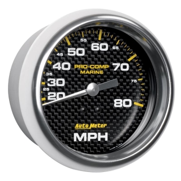 Picture of Autometer Gauge Speedometer 3-3/8in 80MPH Mechanical Marine Carbon Fiber