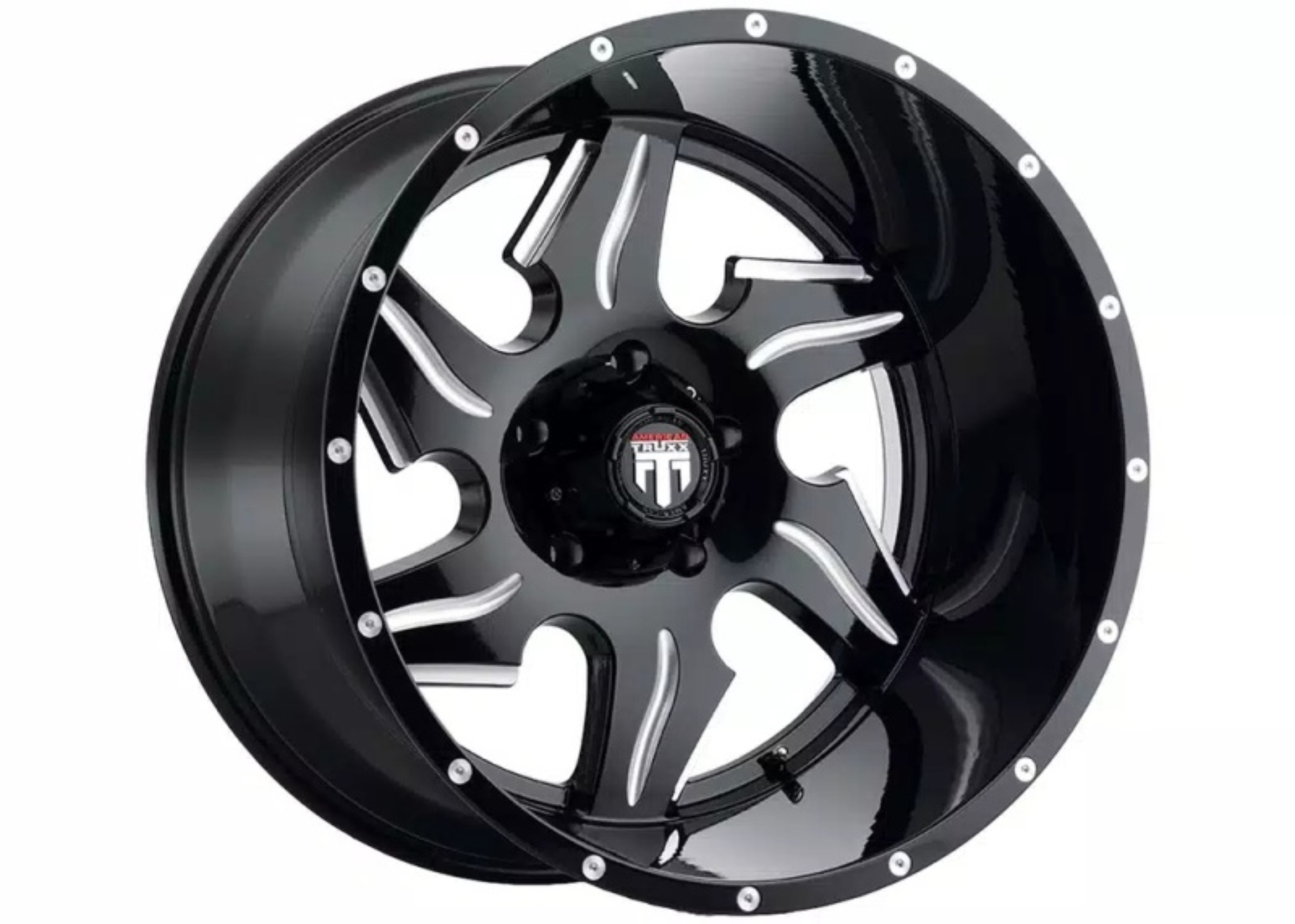 Picture of American Truxx AT163 Ninja 22x14 / 6x135 BP / -76mm Offset / 87.1mm Hub Gloss Black Milled Wheel